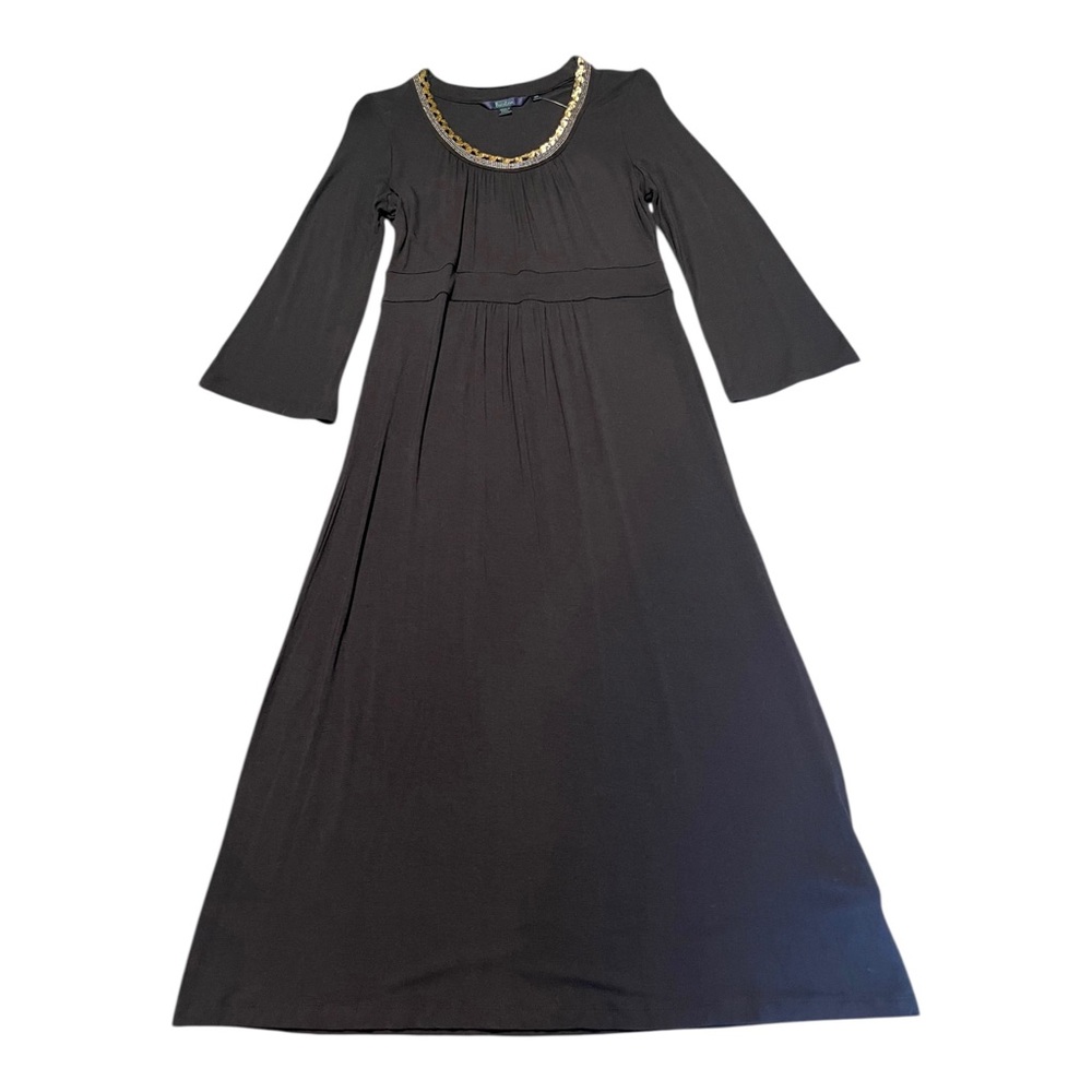Boden NWT Sequin Embellished Neckline Jersey Dress Black 3/4 Sleeve Size 10 R
